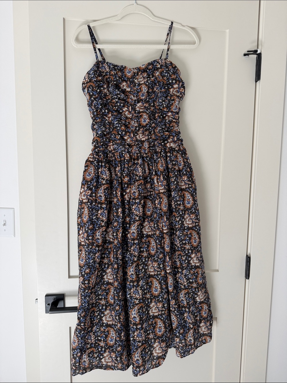 Madewell Floral Paisley Smocked Sundress - Navy & Brown size 4